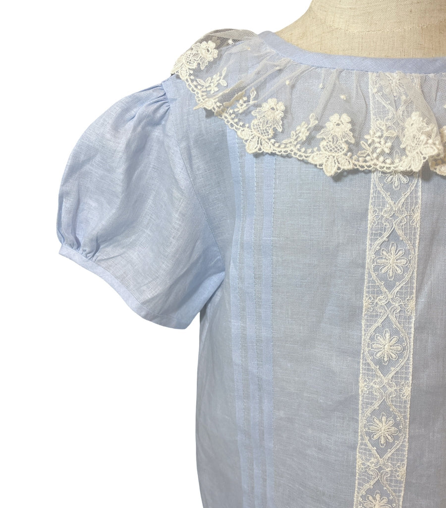 El Faldellin by Surellis Blue Linen Blouse - 10T - New - Miena