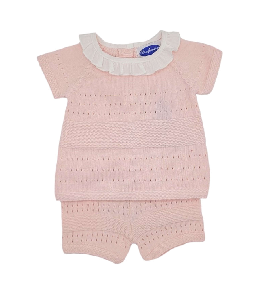 Patricia Mendiluce Pink Cotton Knit Shorts Set - 9 Months - New - Miena