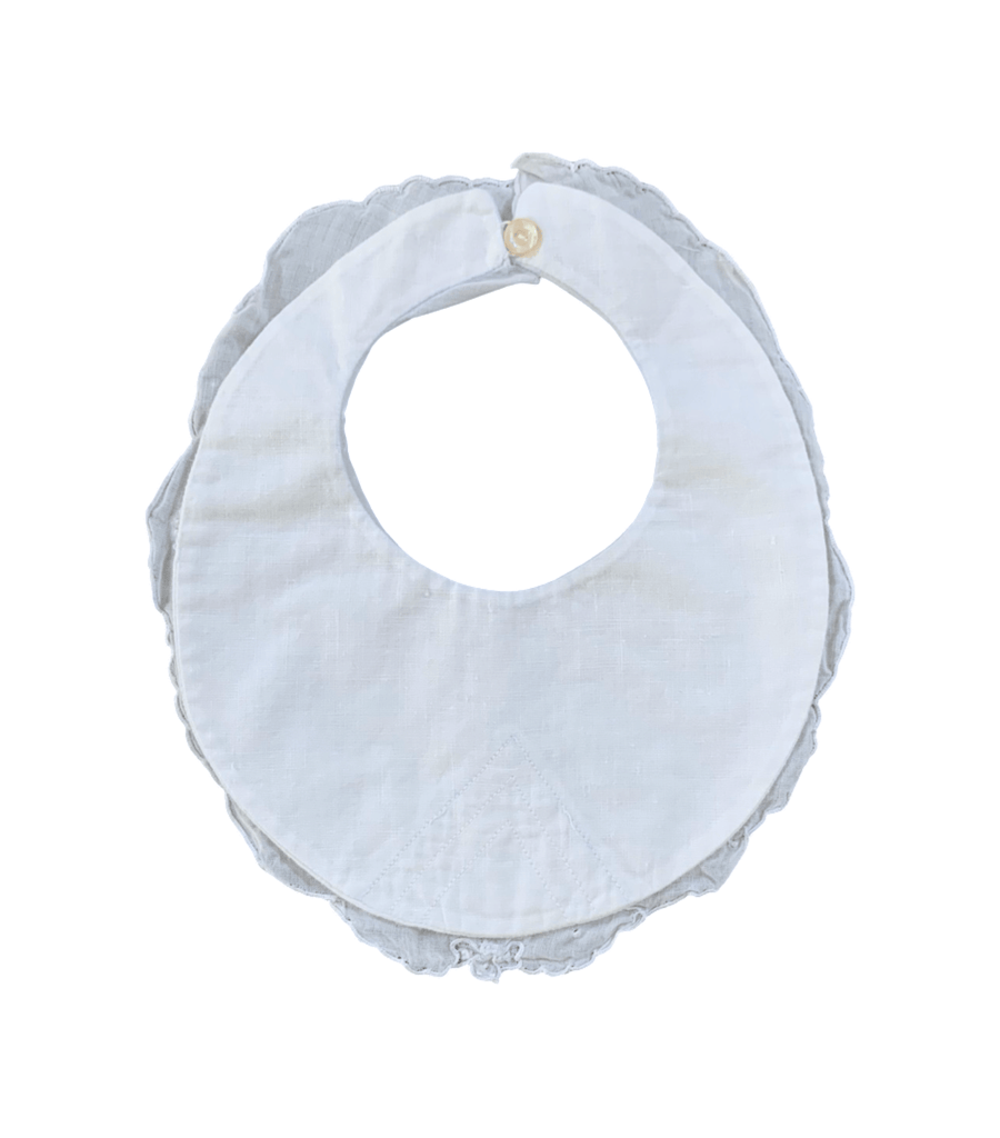 Batiste White Embroidered Bib - 0 to 3 Months - Miena