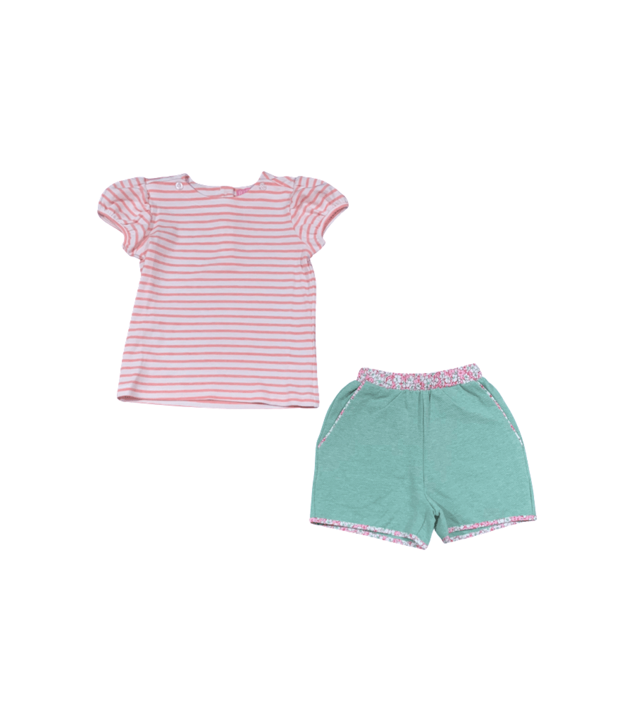 Bisby Pink Striped Shorts Set - 3T - New - Miena