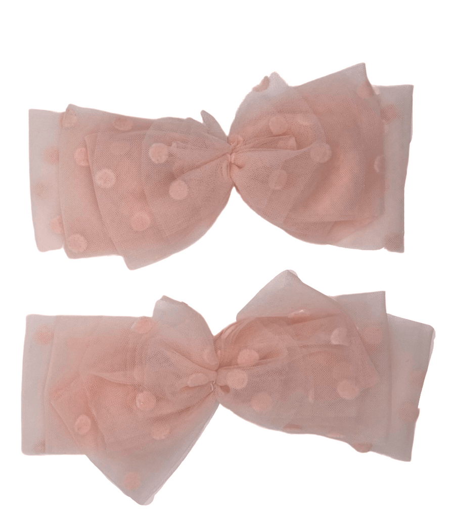 Edith Cardona Big Dotted Tulle Bow Set: Pink - New - Miena