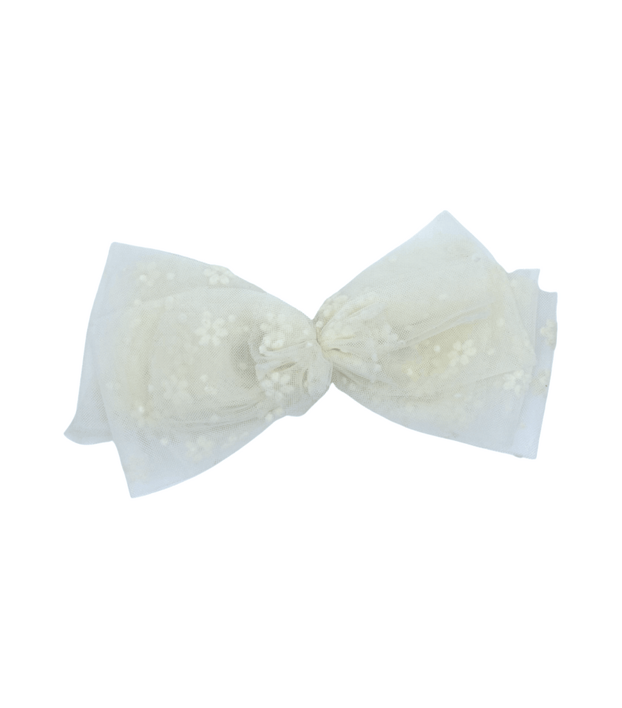 Edith Cardona Embroidered Tulle Bow: Ivory - New - Miena