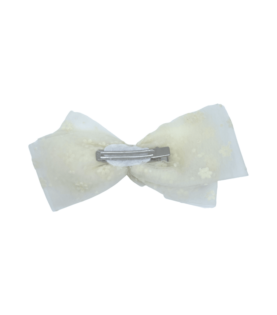 Edith Cardona Embroidered Tulle Bow: Ivory - New - Miena