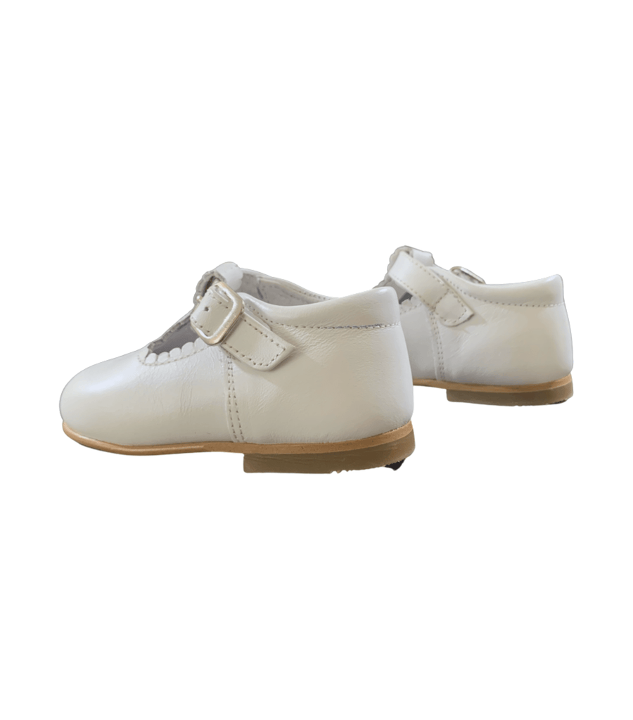 Foque White Leather T Strap Shoes- EU19 - Miena