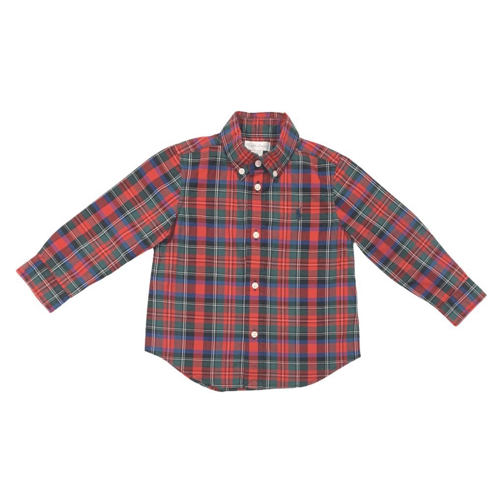 Ralph Lauren Red Plaid Long Sleeve Shirt - 24 Months - Miena